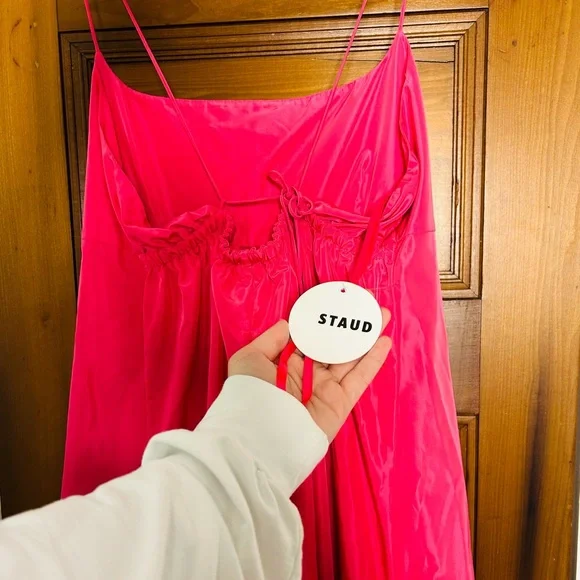 STAUD NWT $495 Florence A-Line Sleeveless Open-Back Pink Gown Size Large - Picture 12 of 12